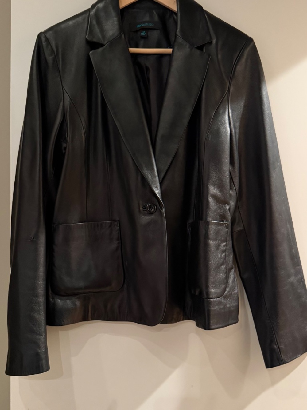 Black Leather Jacket Sz 12